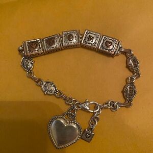 Silver-Tone Heart Charm Bracelet - Women Jewelry show wear faded